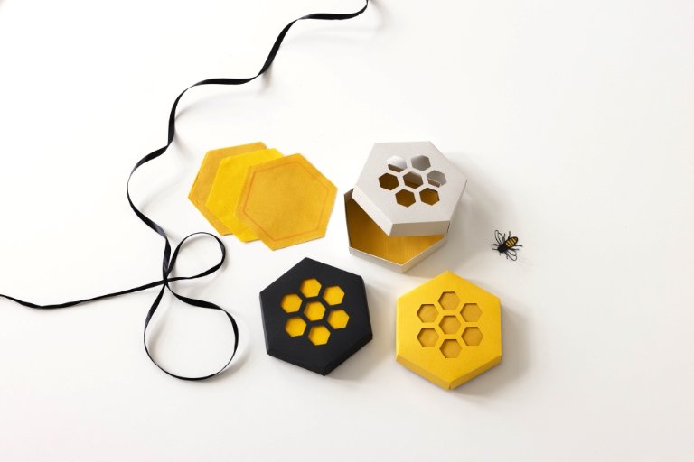 Hexagon Gift Box with Pre-Cut Fabric Hexagons