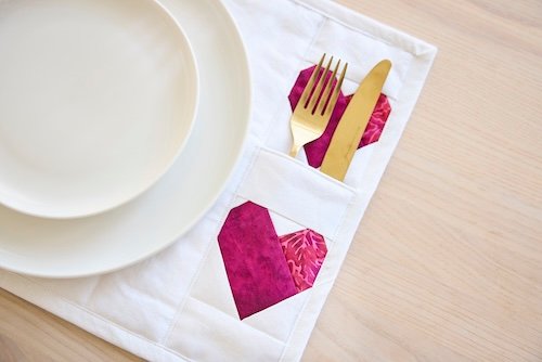 Heart Placemat with Cutlery Pockets: A Sewing & Embroidery Project